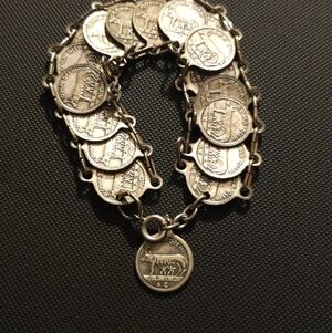 Vintage 1950s Rome Roman Coin Tourist Bracelet